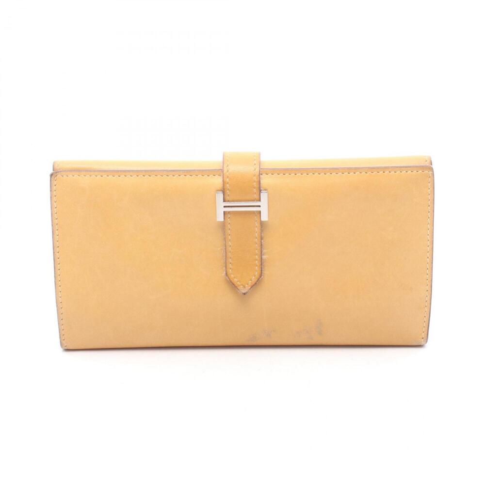 Hermes Bearn Dupri Tri-fold Long Wallet, Leather, Women's, Brown